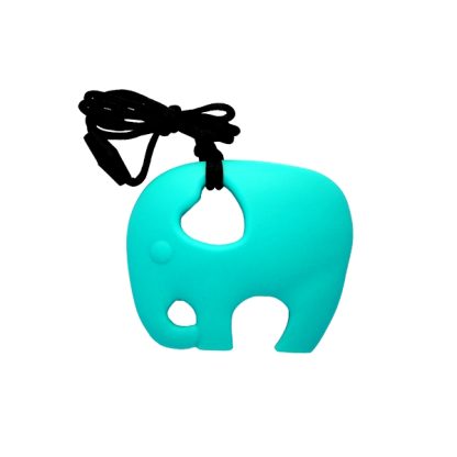 Colier din silicon pentru alăptare, dentiție și babywearing - elefant turcuaz
