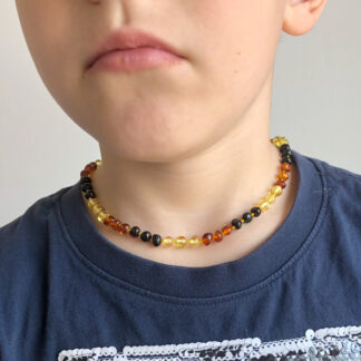 Colier chihlimbar copii ~ model multicolor trio