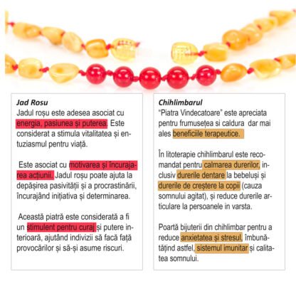 Infografic colier chihlimbar beneficii chihlimbar si jad rosu