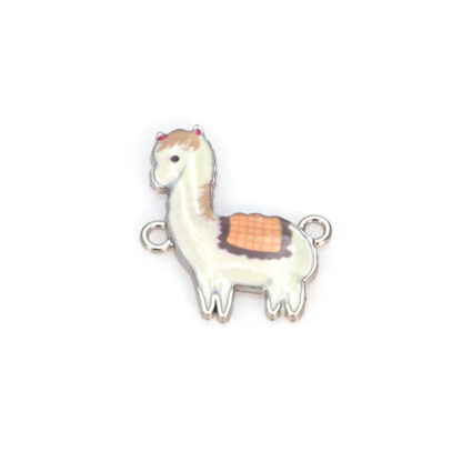 Element decorativ/charm/link alpaca alb din aliaj emailat