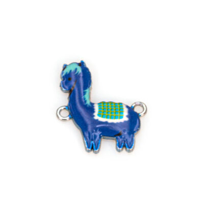Element decorativ/charm/link alpaca albastru din aliaj emailat