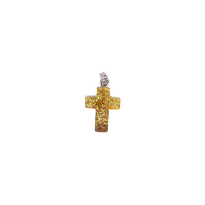 Cruce chihlimbar verde cu montura din argint 925