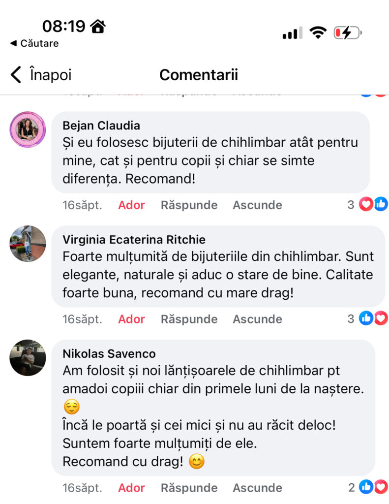 Păreri & testimoniale brățară chihlimbar bebe