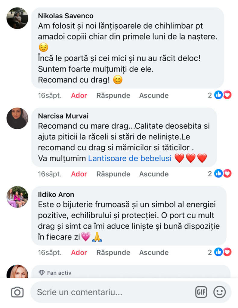 Păreri & testimoniale brățară chihlimbar bebe