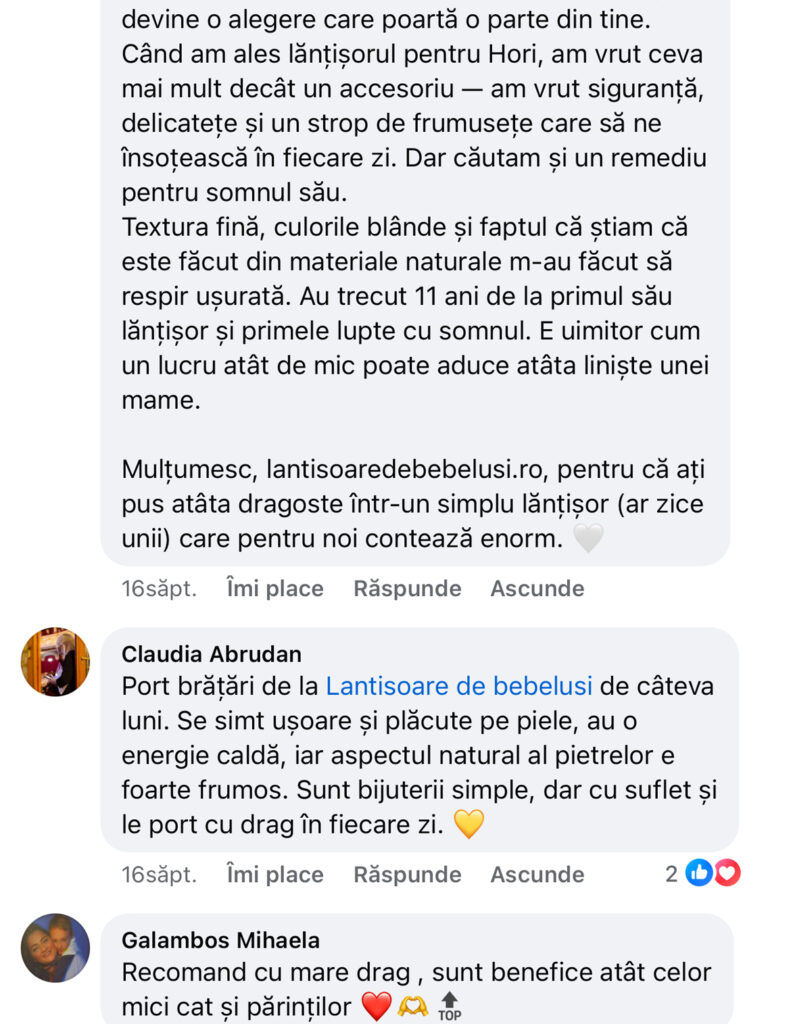Păreri & testimoniale brățară chihlimbar bebe