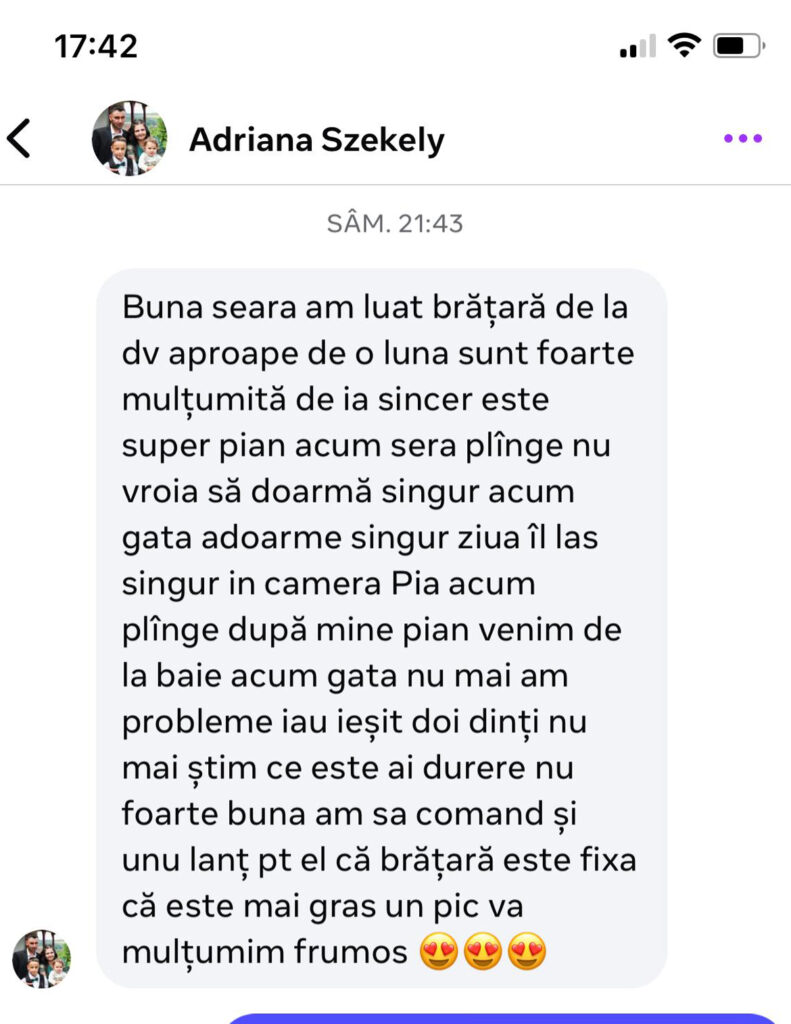 Păreri & testimoniale brățară chihlimbar bebe